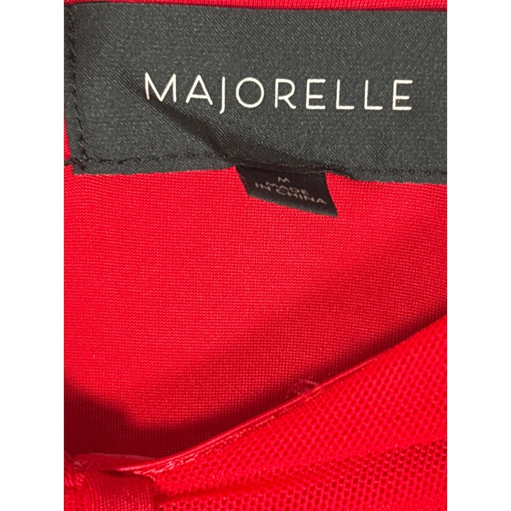 Majorelle Red Ruched Ruffle Mesh Halter Mini Dress Sweetheart Neckline Womens M - Picture 3 of 6